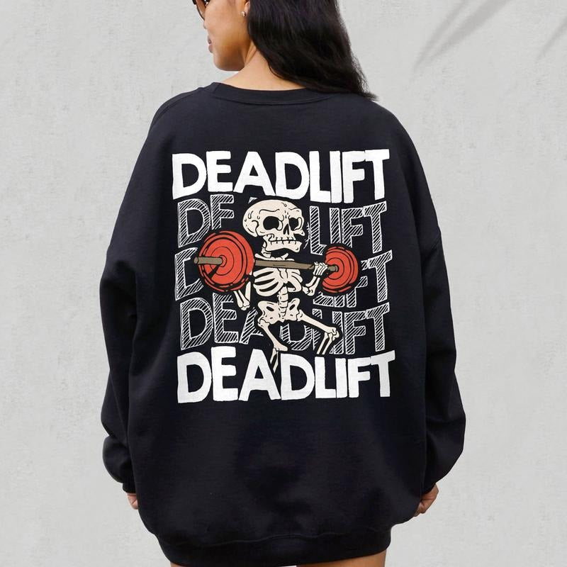 Skeleton Deadlift Skeleton Gym Workout Funny Deadlifter Instant Funny Skull Workout Workout Design For Shirts Cotton...