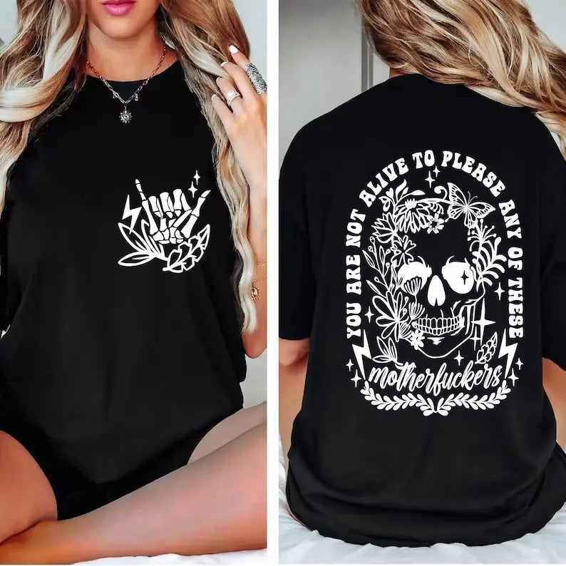 Skeleton Hand 2 Sided Pattern Shirt, Halloween Shirt, Skeleton Rock Shirt, Halloween Skeleton Horror T-Shirt, Skeleton...