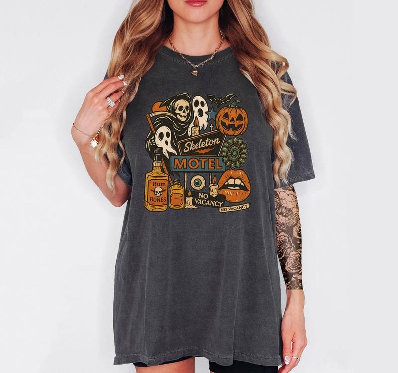 Skeleton Motel - T-Shirt, Unisex T-Shirt, Funny Tee, Comfortable Shirt Hoodie, Sweatshirt | WearSparks.com