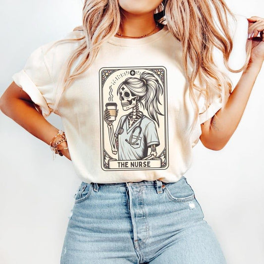Skeleton Nurse Shirt, Nurse Tarot Card T-shirt, Halloween RN Tee, Funny Gift for Nurse, Spooky Nurse, Future Nurse...