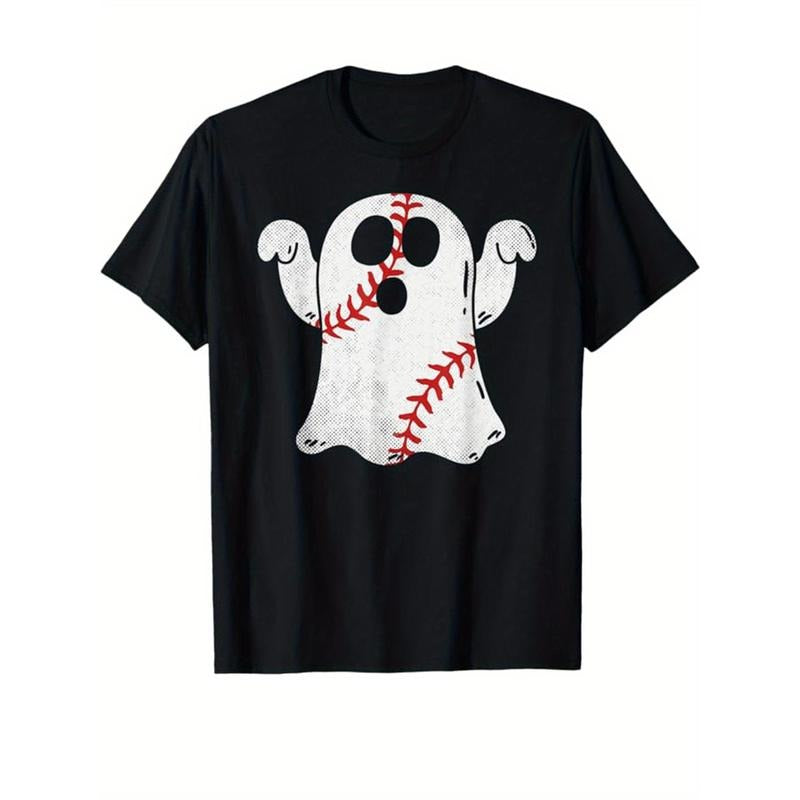 Skeleton Print Men's Cotton T-shirt, Graphic Tee Men's Outdoor Clothes, Men's Halloween Clothing, Casual Short Sleeve...