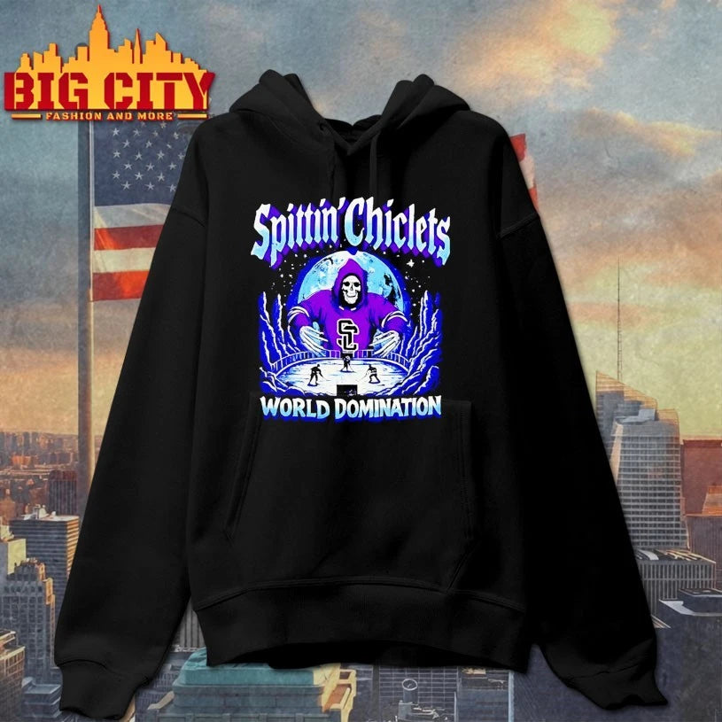 Skeleton Spittin’ Chiclets World Domination ice hockey shirt