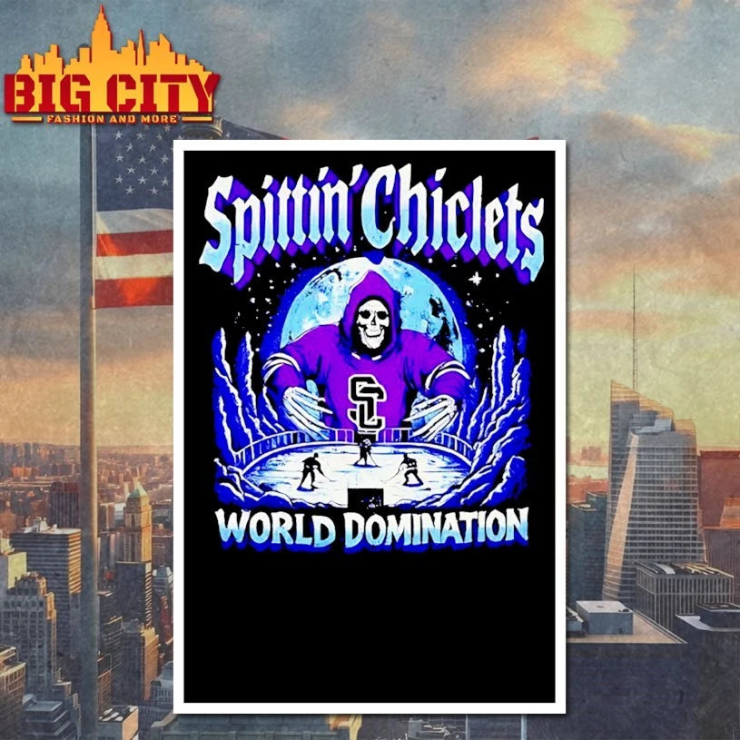 Skeleton Spittin’ Chiclets World Domination ice hockey shirt