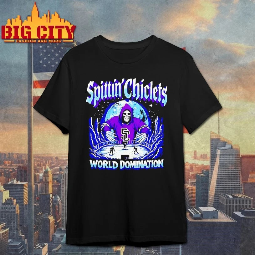Skeleton Spittin’ Chiclets World Domination ice hockey shirt