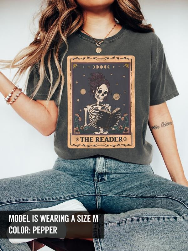 Skeleton Tarot Card Shirt Reader Shirt Bookish Shirt Booktrovert Book Lover Gift Literature Shirt Reading Shirt Booktok...