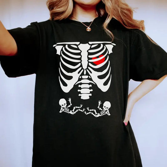 Skeleton Twins Shirt, Pregnant With Twins Skeleton Shirt, Skeleton Baby Twins Pregnancy Announcement Reveal Shirt, New...