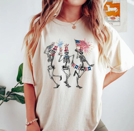 Skeletons Fourth Of July T-Shirt, Dancing Skeleton 4th Of July Shirt, American Flag Shirt, Independence Day Shirt,...