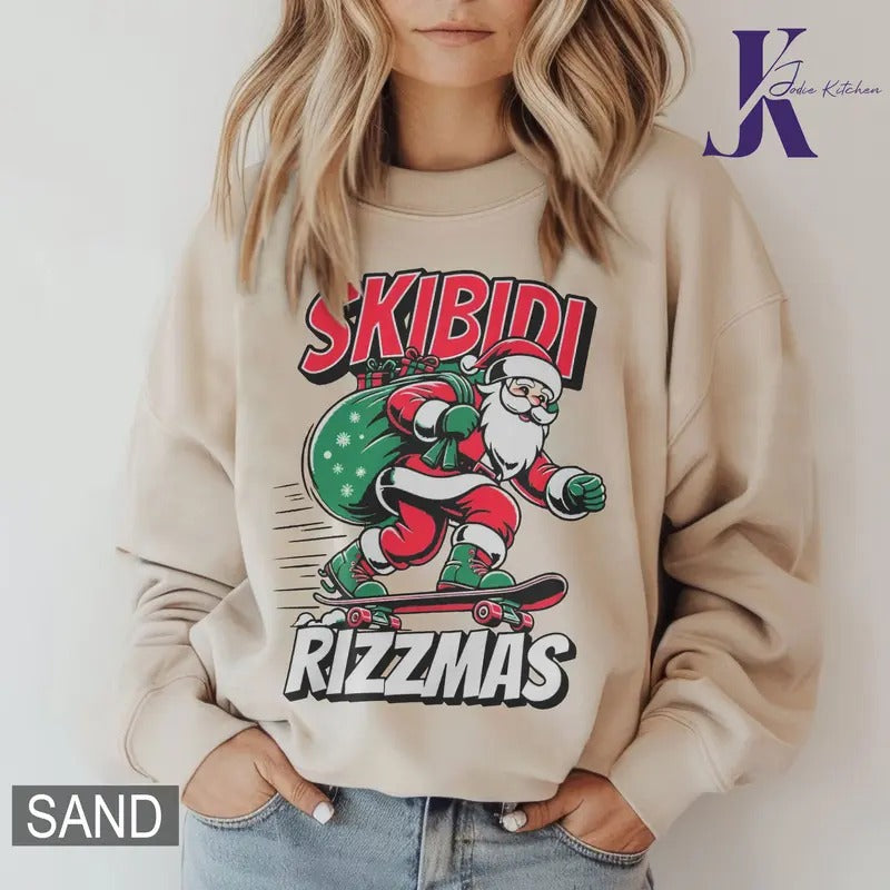 Skibidi Rizzmas, Skibidi shirt, funny youth shirt, kids Christmas shirt, kids slang shirt, youth lingo shirt Hoodie,...