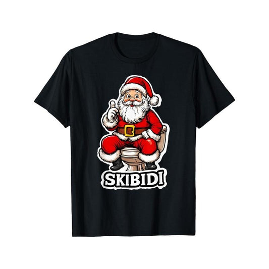 Skibidi Santa Funny Christmas Tee - Soft Cotton, Short Sleeve, Crew Neck for Men & Women