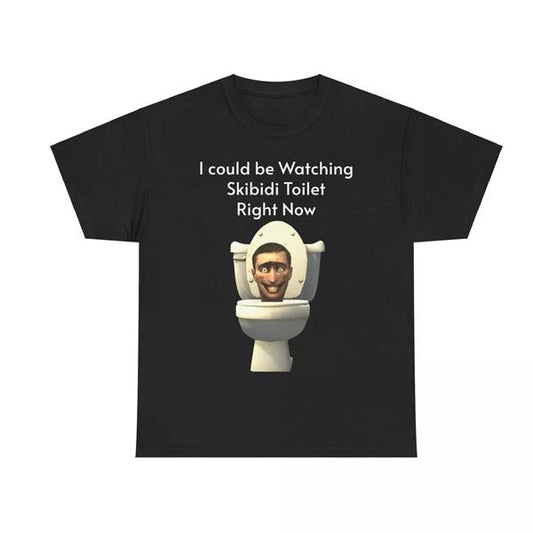 Skibidi Toilet Heavy Cotton Tee, Retro 90s Graphic T-shirt, Funny Dumb Tee, Meme Shirt, Menswear Womenswear Streetwear,...