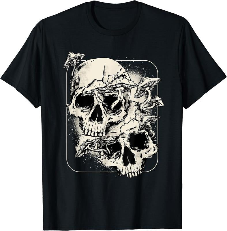Skull Mushroom Goth Morel Mushroom Art Emo T-Shirt | Unisex Cotton Tee, Short Sleeve, Crewneck, Size S-5XL Hoodie, Sweatshirt