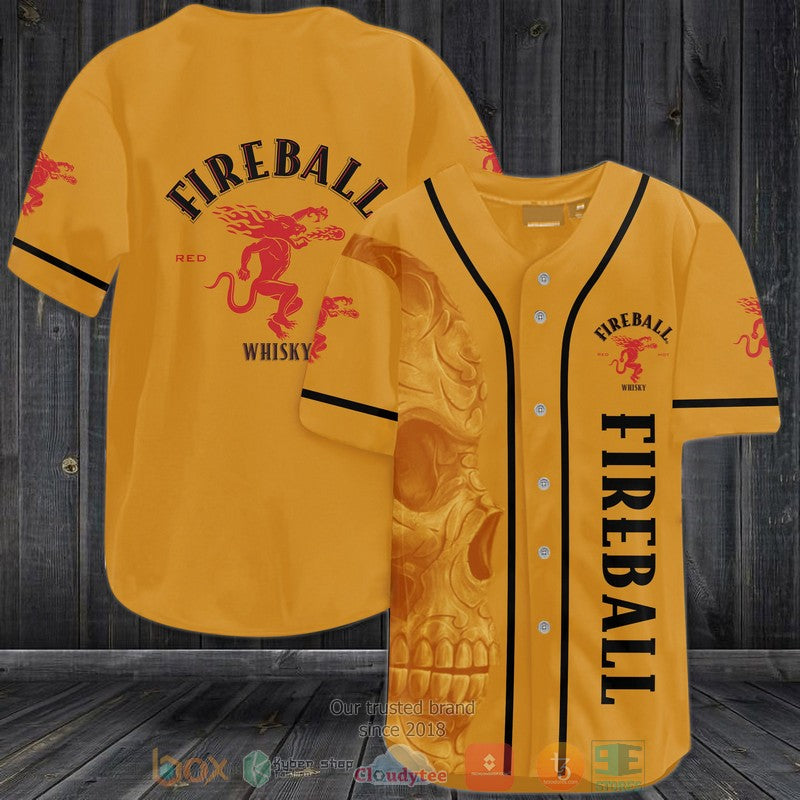 Skull Fireball Cinnamon Whisky medium amber Baseball shirt