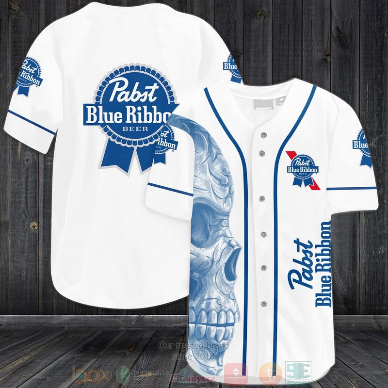 Skull Pabst Blue Ribbon Baseball shirt