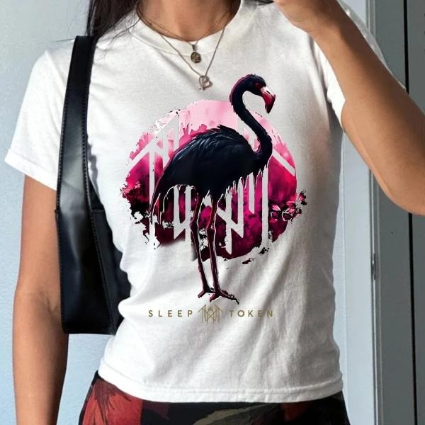 Sleep Token Even In Arcadia Art Pink Flamingo Baby Tee, Croptop Made Of Bella Canvas Fabric, Trend Sleep Token Music,...