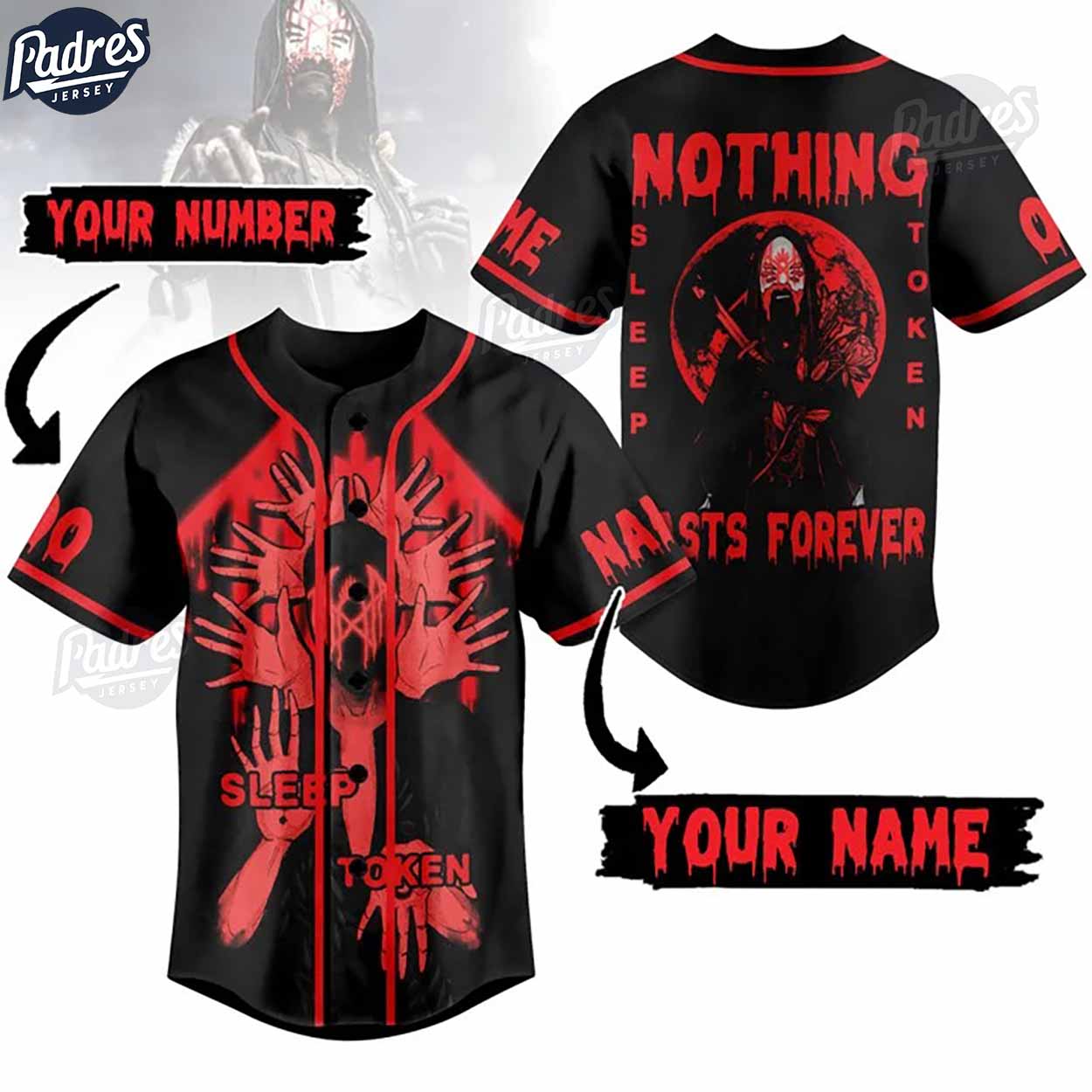 Sleep Token Nothing Lasts Forever Custom Baseball Jersey Style - Padres Jersey Oasis: Elevate Your Baseball... (Image 1)