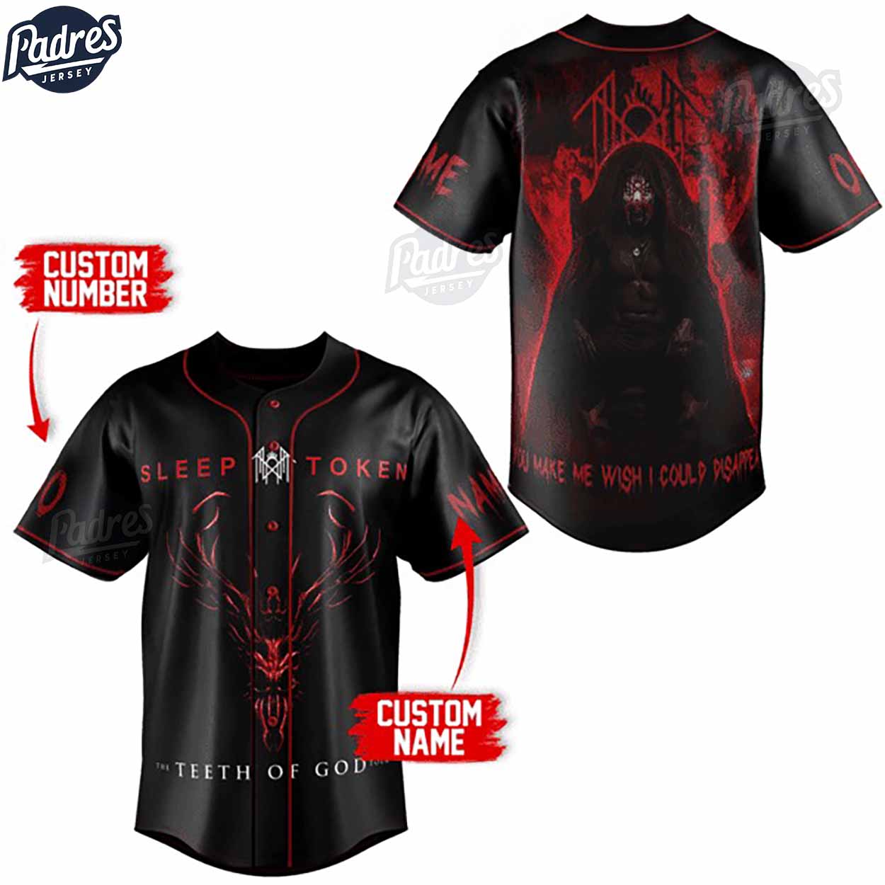 Sleep Token The Teeth Of God Tour Custom Baseball Jersey For Fans - Padres Jersey Oasis: Elevate Your Baseball... (Image 1)