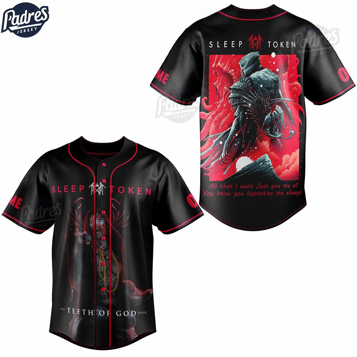 Sleep Token The Teeth Of God Tour Custom Baseball Jersey Style - Padres Jersey Oasis: Elevate Your Baseball... (Image 1)