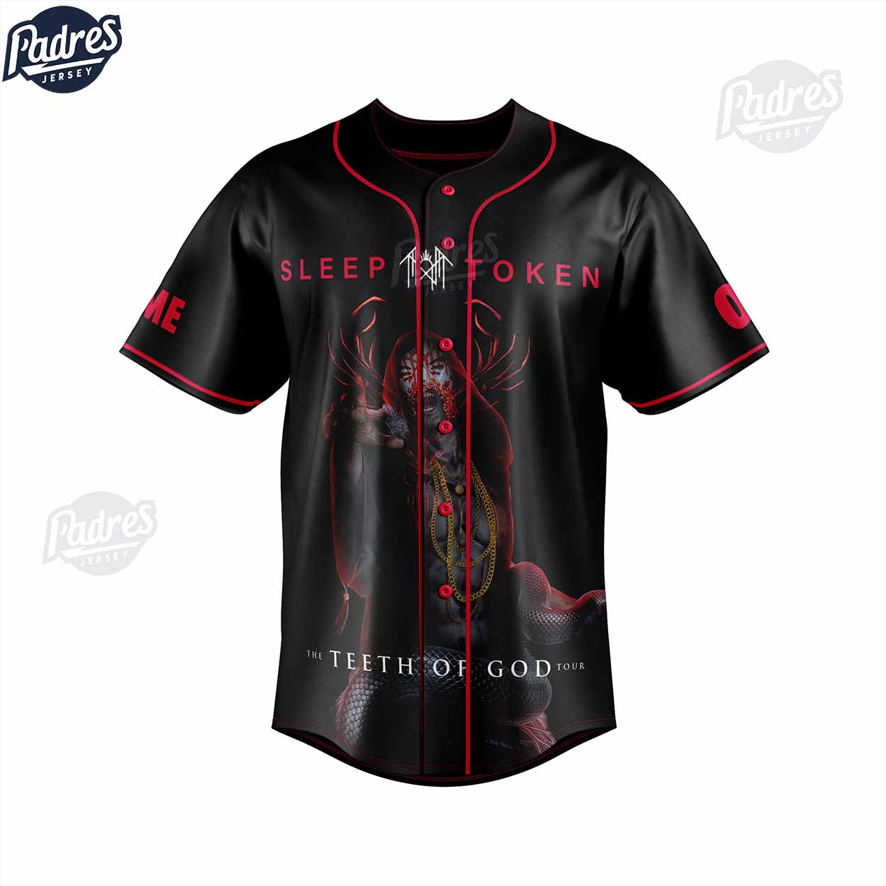 Sleep Token The Teeth Of God Tour Custom Baseball Jersey Style - Padres Jersey Oasis: Elevate Your Baseball... (Image 2)