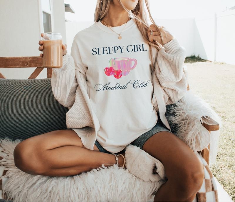 Sleepy Girl Mocktail Shirt Self Care Shirt Homebody Sweatshirt Clean Girl Aesthetic Cocktail Shirt Social Club Shirt...