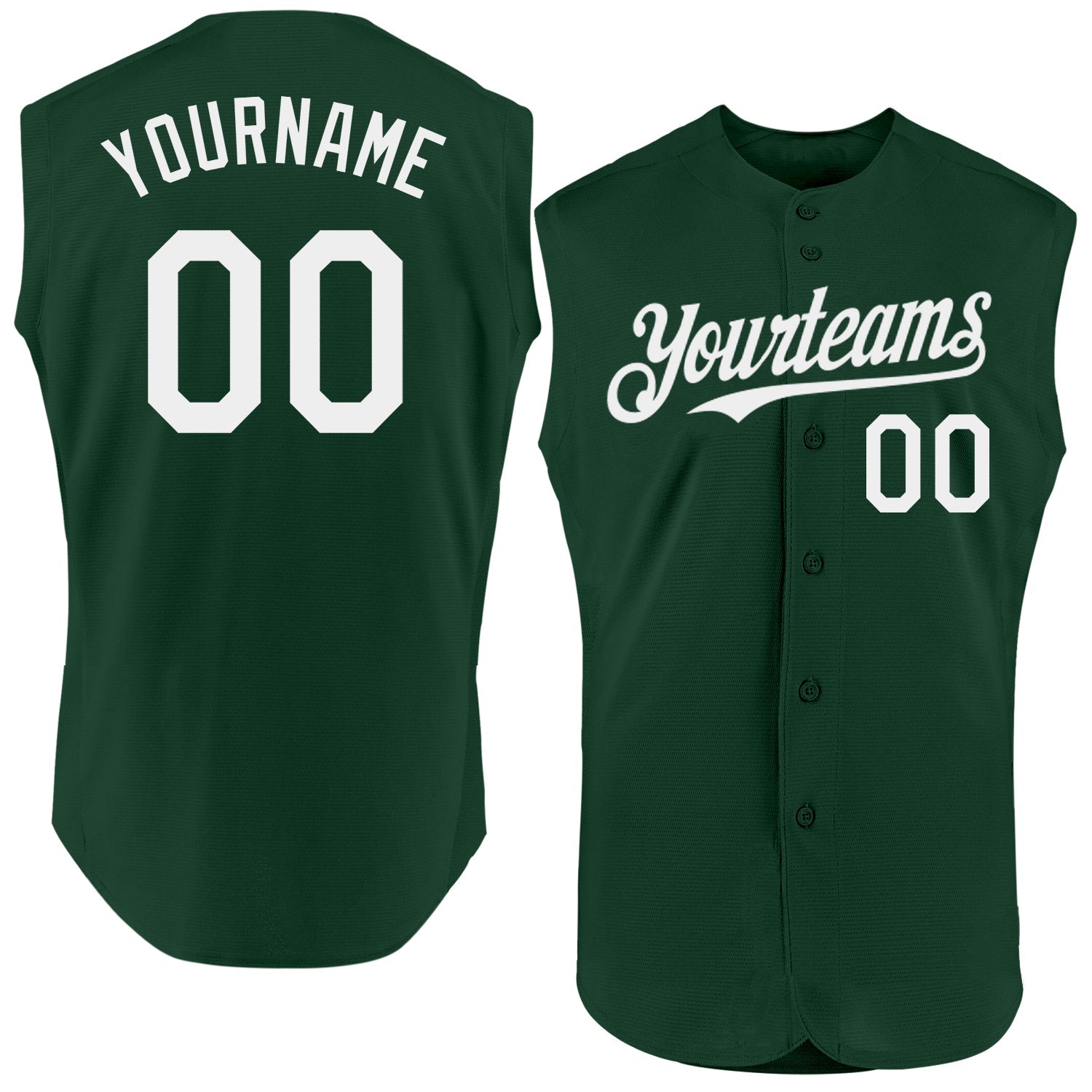Custom Green White Authentic Sleeveless Baseball Jersey T-Shirts, Hoodie, Sweatshirt | WearSparks.com (Image 1)