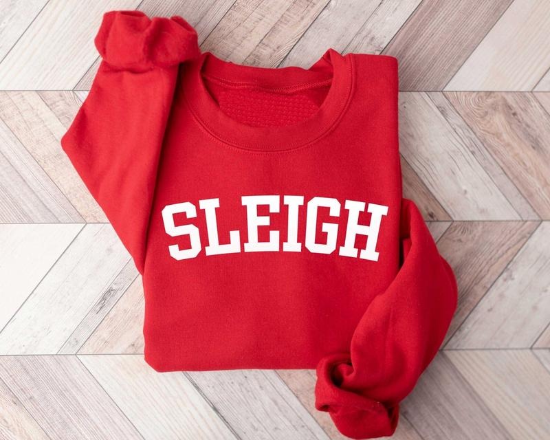 Sleigh Christmas Sweatshirt, Christmas Family Shirt, Christmas Crew, Holiday Sweater for Family Cotton Womenswear...