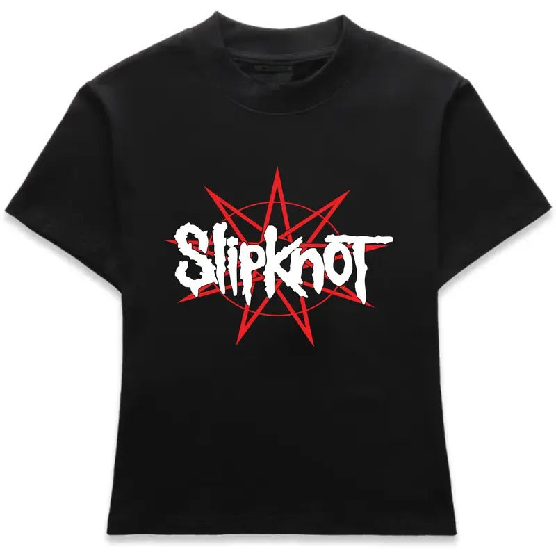 SlipKnot Baby Tee Y2k Letter Star Printing 90s Baby Tee Oneck Short Sleeve Clothes Shirt, Clothing Graphic Top Streetwear...