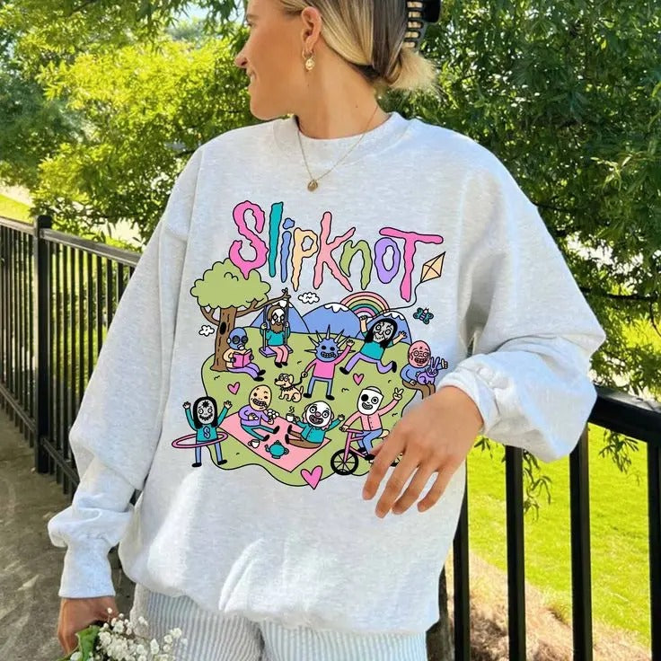 Slipknot Funny Vibes Sweatshirt Happy Times Metal Band Cozy Crewneck Sweatshirt T-Shirts, Hoodie | WearSparks.com