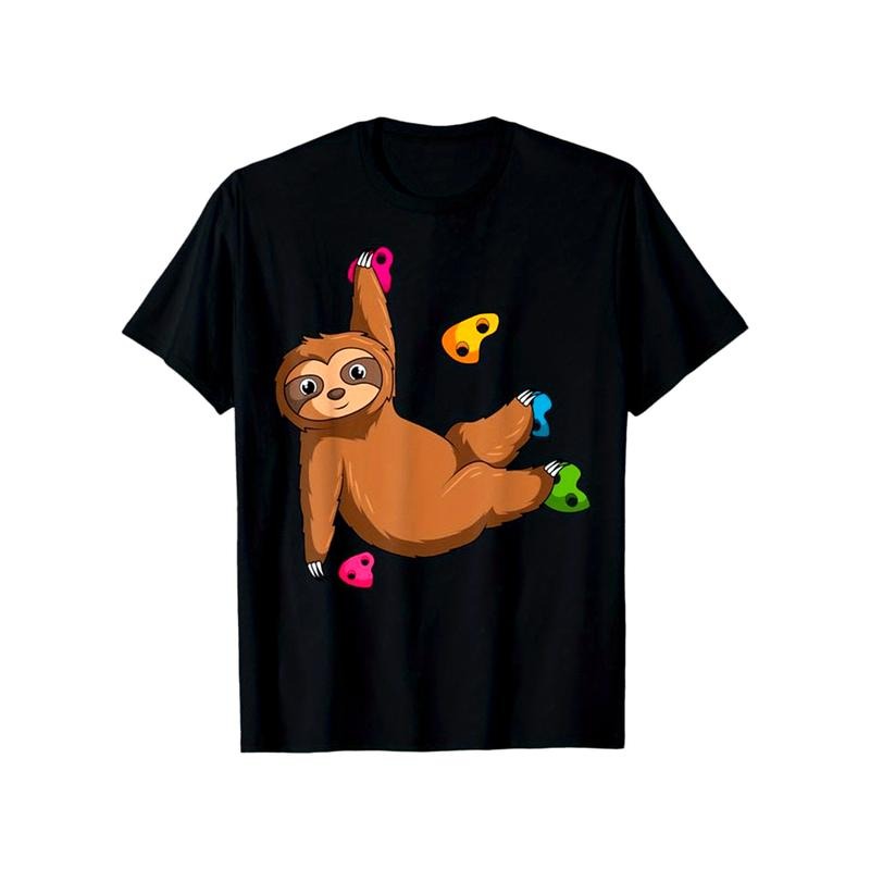 Sloths Print Men's Cotton T-shirt, Graphic Tee Men's Outdoor Clothes, Casual Short Sleeve Crew Neck T-shirt made in...