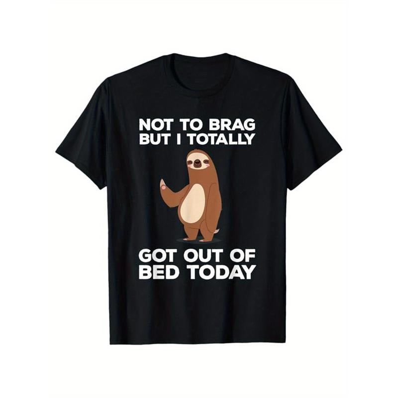 Sloths Print Men's Cotton T-shirt, Graphic Tee Men's Outdoor Clothes, Casual Short Sleeve Crew Neck T-shirt made in...