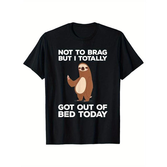 Sloths Print Men's Cotton T-shirt, Graphic Tee Men's Outdoor Clothes, Casual Short Sleeve Crew Neck T-shirt made in...