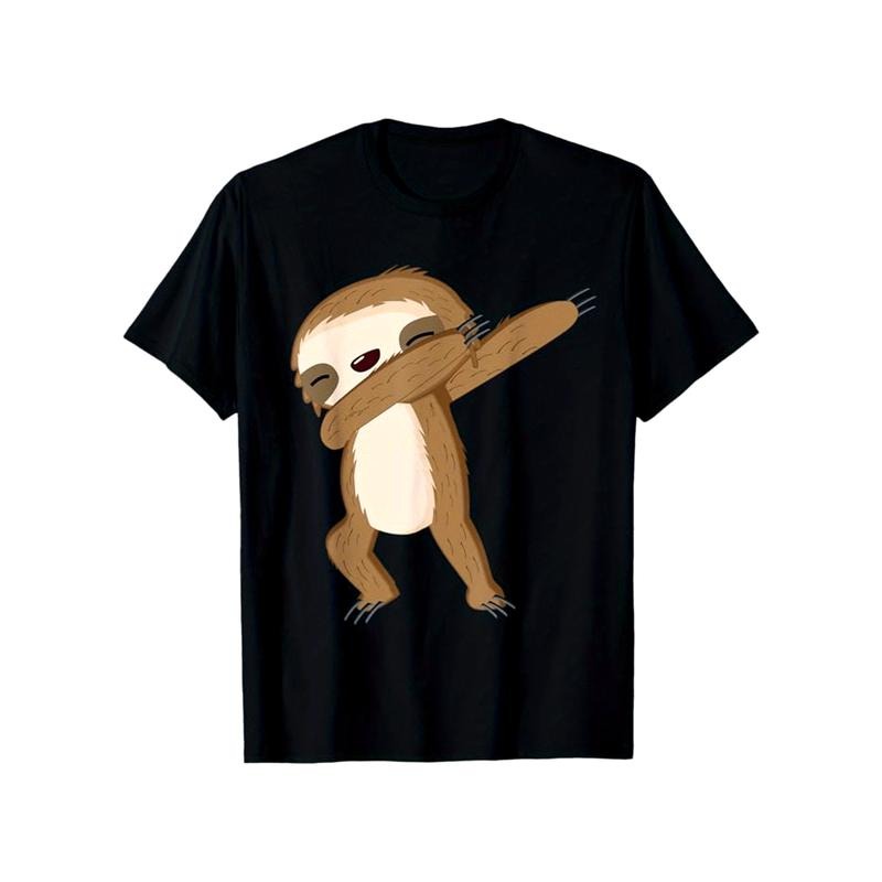 Sloths Print Men's Cotton T-shirt, Graphic Tee Men's Outdoor Clothes, Casual Short Sleeve Crew Neck T-shirt made in...