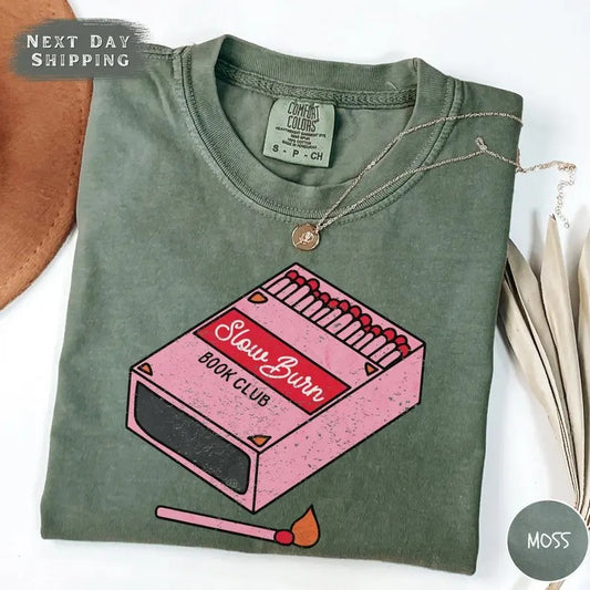 Slow Burn Book Club Vintage Shirt, Comfort Colors Romance Reader Tee, Book Lover Gift,Girlie Slow Burn Graphic...