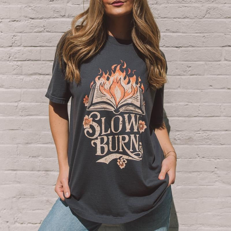 Slow Burn Graphic Tee with T-Shirt Womenswear ShortSleeve Cotton T-Shirt Hoodie, Sweatshirt | WearSparks.com
