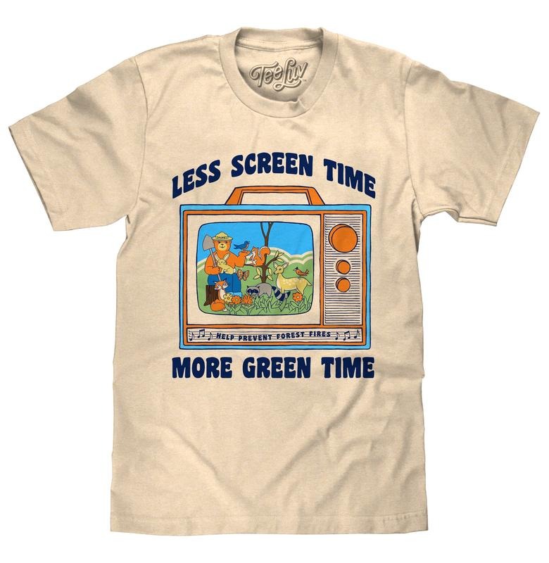 Smokey Bear Less Screen Time More Green Time T-Shirt - Cream Hoodie, Sweatshirt | WearSparks.com