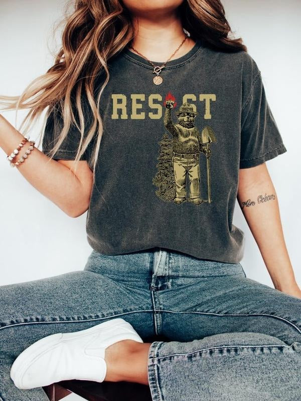 Smokey Bear Resist Comfort Colors Shirt, Environmental Activism Tee, National Park Shirt, Protect Our National Parks...