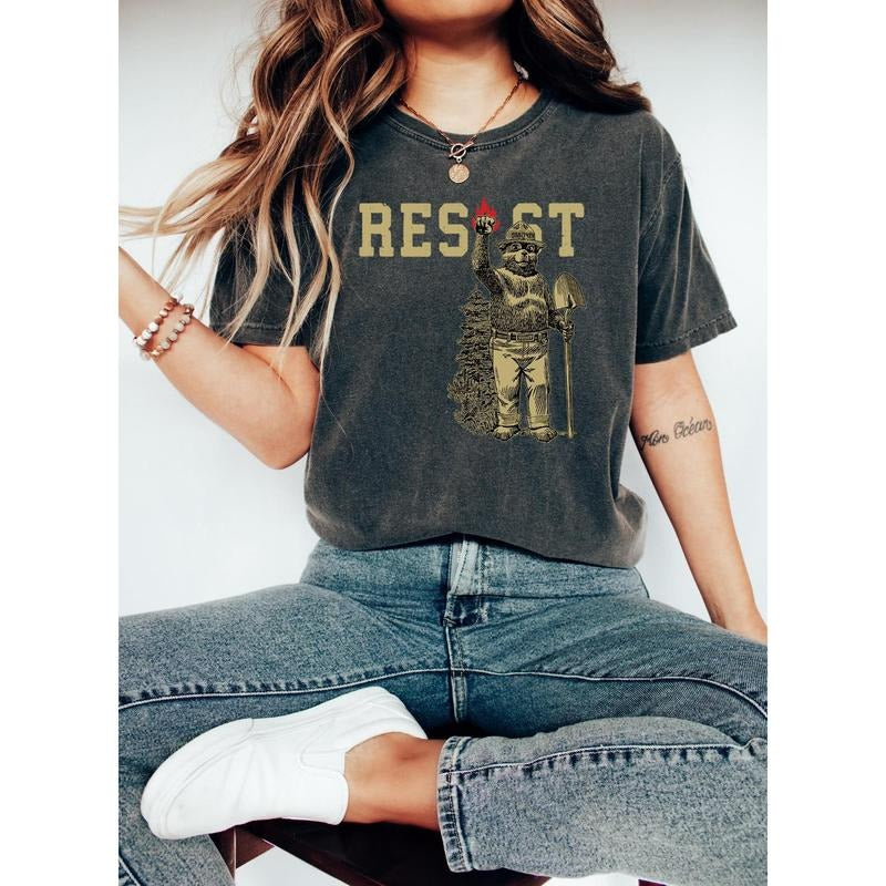 Smokey Bear Resist Shirt, Environmental Activism Tee, National Park Shirt, Protect Our National Parks Shirt, Parks Over...