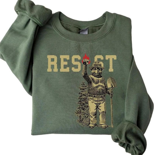 Smokey Bear Resist Sweatshirt, Environmental Activism Tee, National Park Shirt, Protect Our National Parks Shirt, Parks...