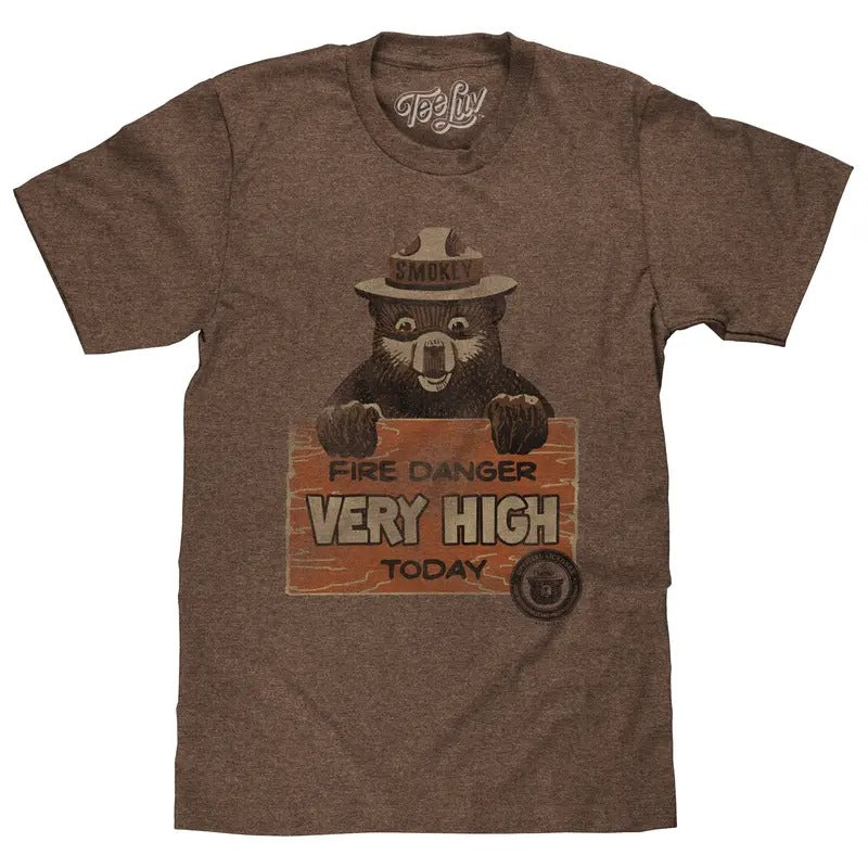 Smokey Fire Danger Very High T-Shirt - Brown Hoodie, Sweatshirt | WearSparks.com