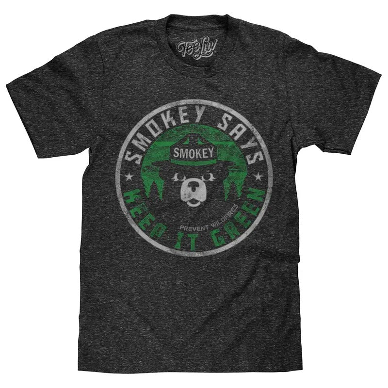 Smokey Says "Keep it Green, Prevent Wildfires" T-Shirt - Gray Hoodie, Sweatshirt | WearSparks.com