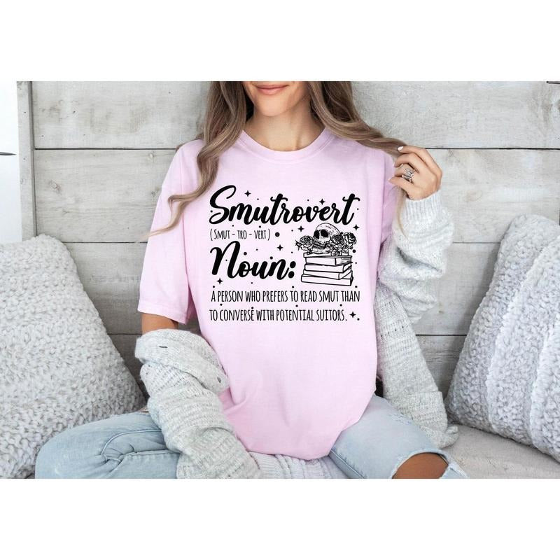 Smut Book Lover Shirt, Smutrovert Noun Shirt, Skull Book T-Shirt, Dark Romance Reader Shirt, Gift For Smut Reader, Spicy...