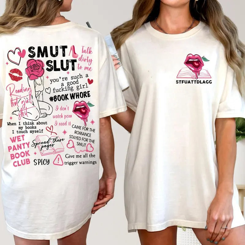 Smut Reader T-Shirt, Spicy Book Sweatshirt, Bookish Merch, Spicy Booktok Hoodie, Smut Lover Gifts, STFUATTDLAGG Tee
