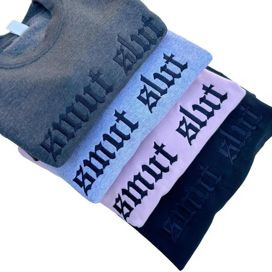 Smut Slut - Dark Romance Embroidered Crewneck Sweatshirt Unisex Fit Casual Long Sleeves T-Shirts, Hoodie | WearSparks.com