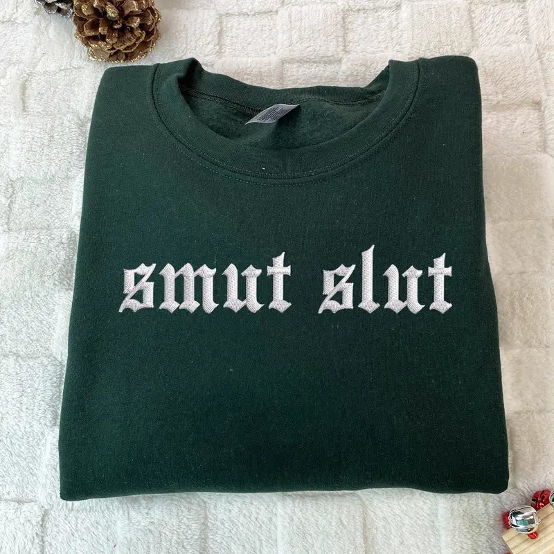Smut Slut - Dark Romance Embroidered Crewneck Sweatshirt Unisex Fit T-Shirts, Hoodie | WearSparks.com