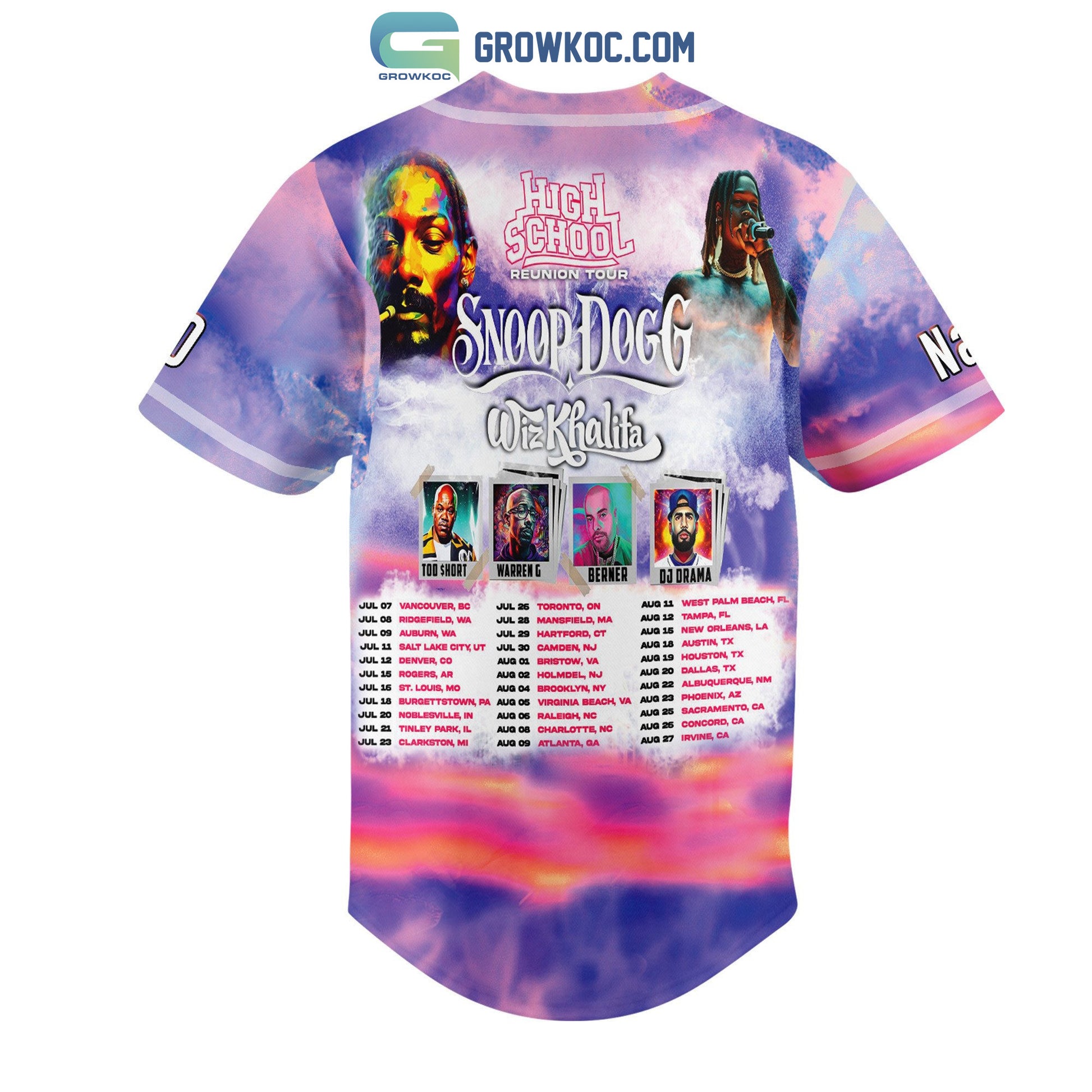 Snoop Dogg High School Reunion Tour Personalized Baseball Jersey