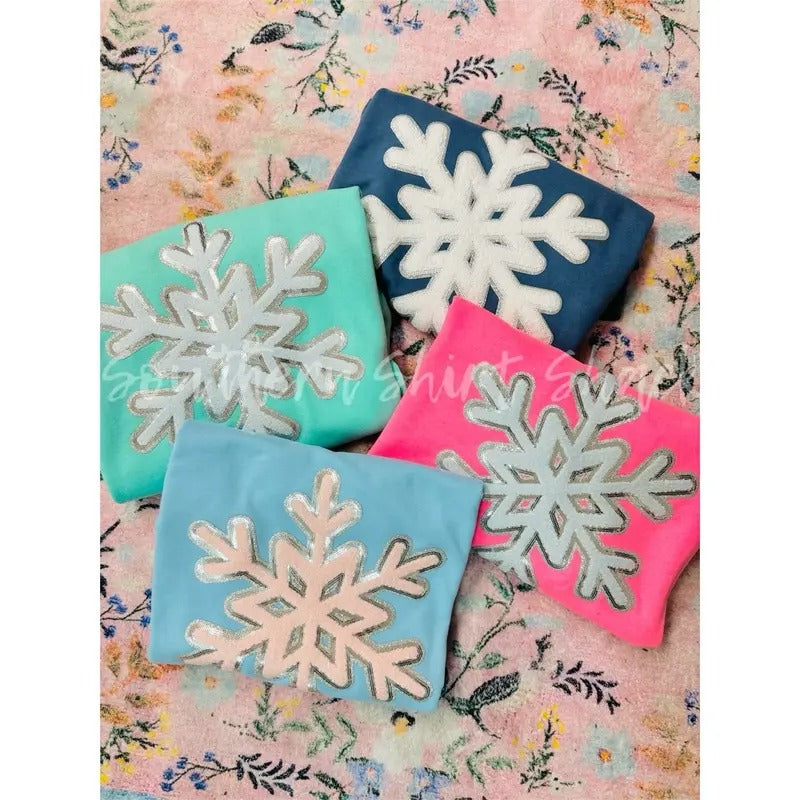 Snowflake Chenille Patch Sweatshirt T-Shirts, Hoodie | WearSparks.com