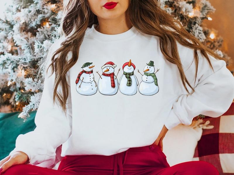 Snowman Christmas Sweatshirt, Snowman Christmas Tee Shirt, Holiday Xmas Sweater, Winter Clothing, Christmas Gift Hoodie