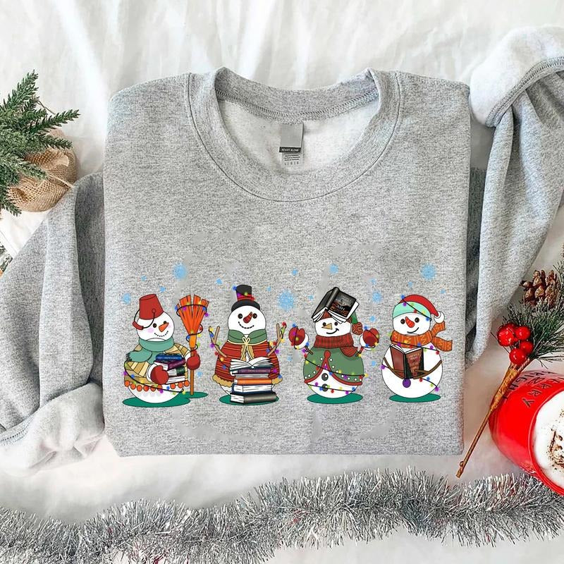 Snowman Reading Book Sweatshirt, TOG Bookish Christmas Shirt, Snowman Book Sweatshirt,  Bookish Snowman Shirt, TOG Fan...