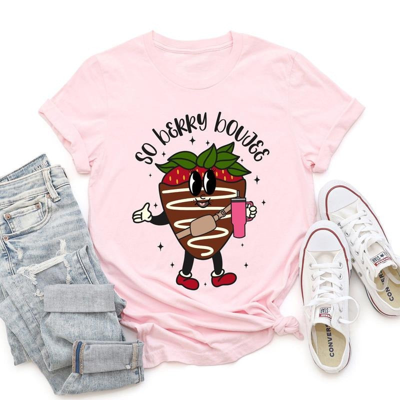 So Berry Boujee, Chocolate Strawberry, Bougie, Super Soft Tshirt, Valentine's Day Hoodie, Sweatshirt | WearSparks.com