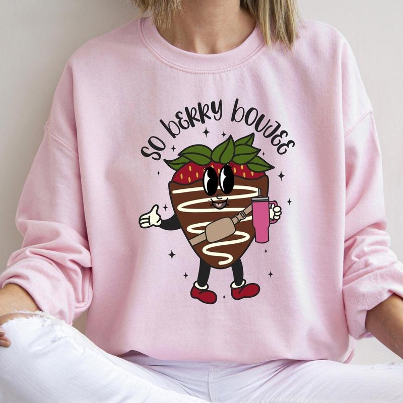 So Berry Boujee, Chocolate Strawberry, Bougie, Sweatshirt, Valentine's Day, Crew Neck, Women's, Crewneck, Valentine's...