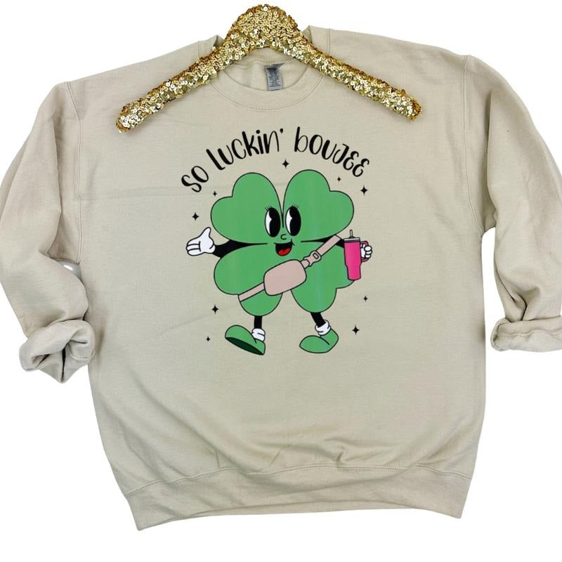 So Luckin' Boujee Gildan Sweatshirt T-Shirts, Hoodie | WearSparks.com